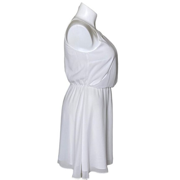 Gianni Bini White Blouson Halter Mini Dress, Sleeveless Juniors Size L - Picture 4 of 9
